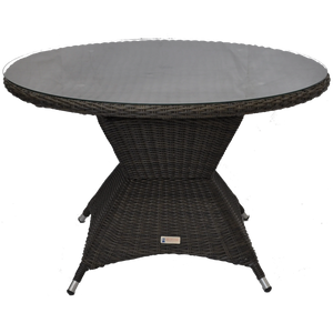 Bloomora Circular Dining Table 120cm Wicker and Rattan with Glasstop