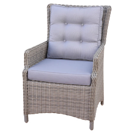 Eleganza Arm Chair for DIning Outdoors in Grey Wicker Front View No cushion