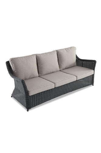 Avalon 3 Seater Couch Lounge in rattan cane black Front View 