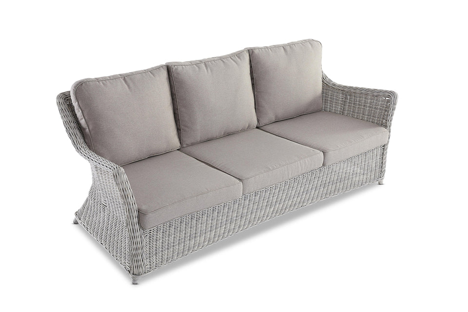 Avalon 3 Seater Couch Lounge in rattan cane in White Gray Color Front View