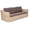 Beaumaris Rattan Wicker Outdoor Lounge Three Seater in Natural and Brown Color Front View