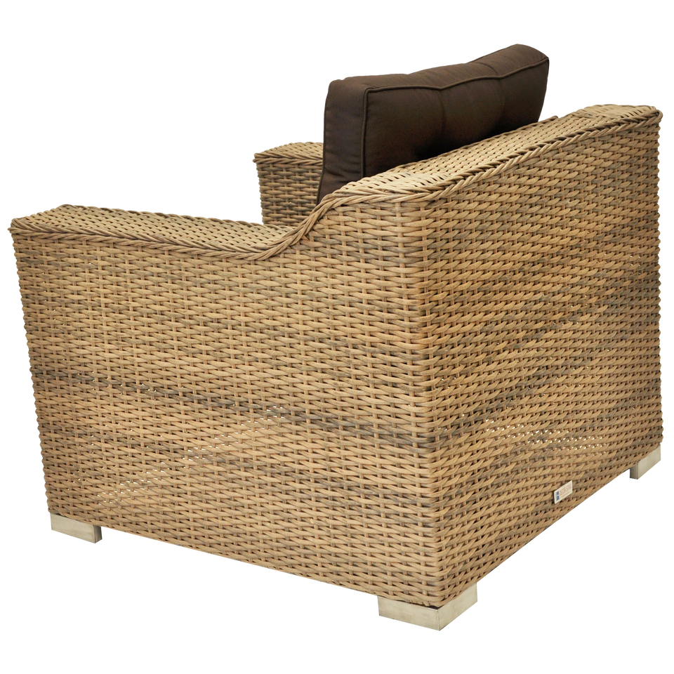 Beaumaris Rattan Wicker Outdoor Arm Chair Single Seater in Natural and Brown Color Side View