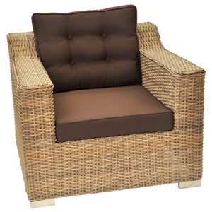 Beaumaris Rattan Wicker Outdoor Arm Chair Single Seater in Natural and Brown Color Front View