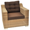 Beaumaris Rattan Wicker Outdoor Arm Chair Single Seater in Natural and Brown Color Front View