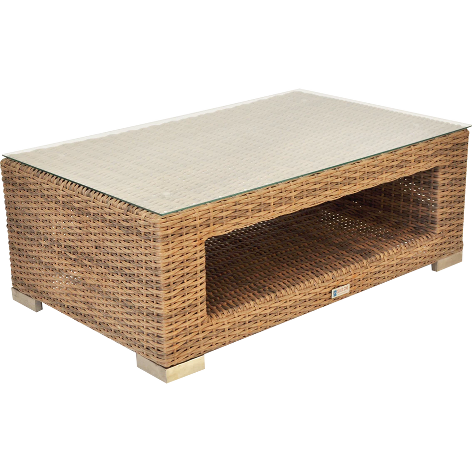 Beaumaris Rattan Wicker Coffee Table in Natural and Brown Color Front View