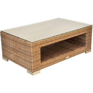 Beaumaris Rattan Wicker Coffee Table in Natural and Brown Color Front View