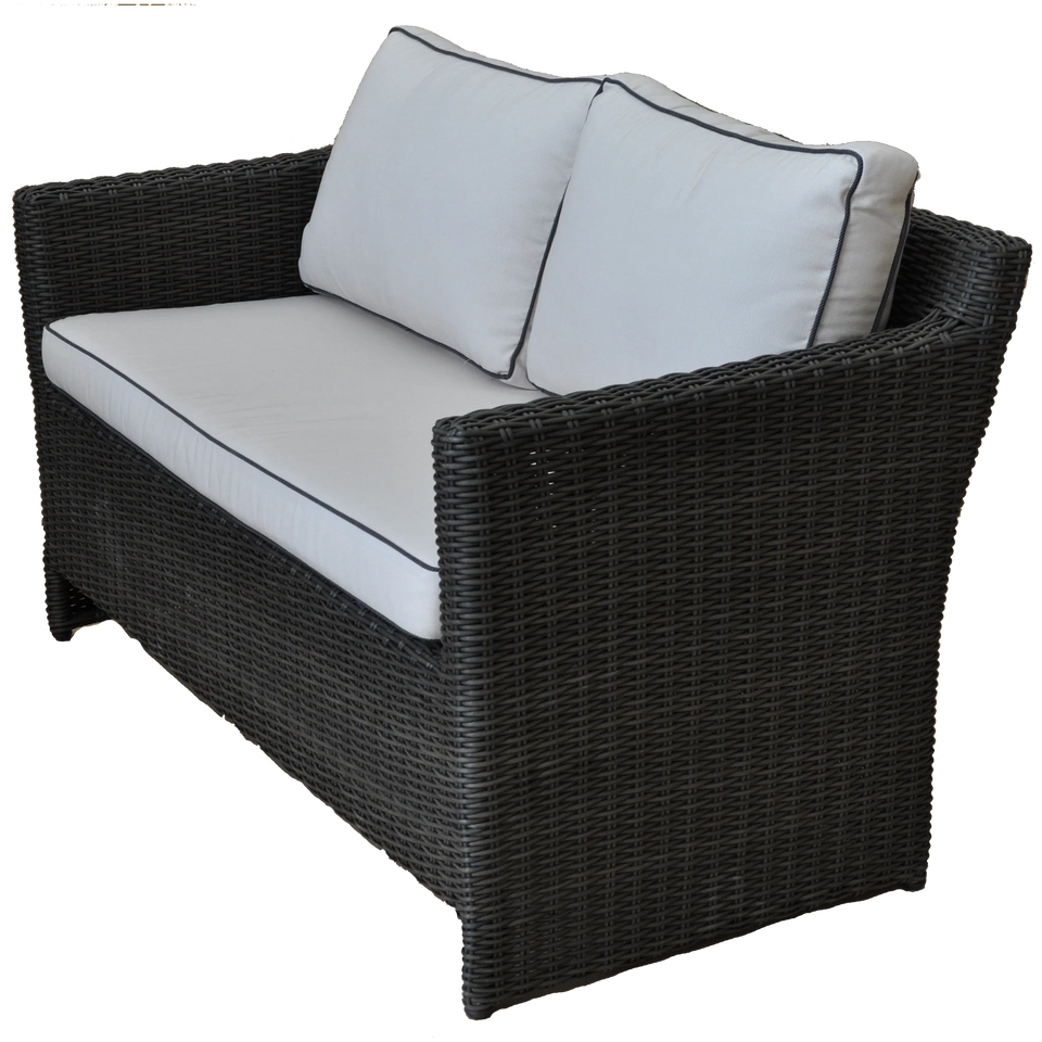 Carlton 2 Seater Outdoor Wicker Lounge Side View in Black Color