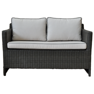 Carlton Two Seater Outdoor Lounge in Black Wicker Front View