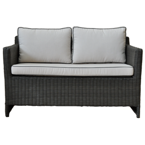 Carlton 2 Seater Outdoor Wicker Lounge Front View in Black Color
