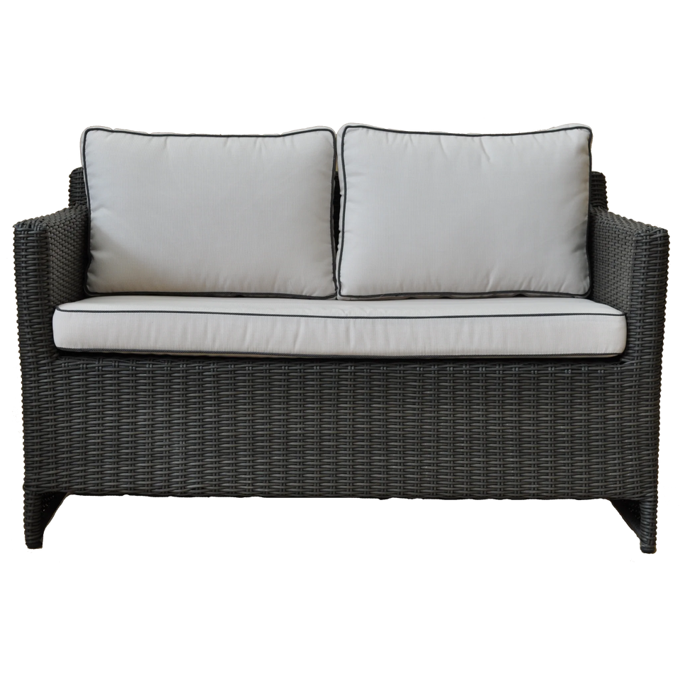 Carlton 2 Seater Outdoor Wicker Lounge Front View in Black Color