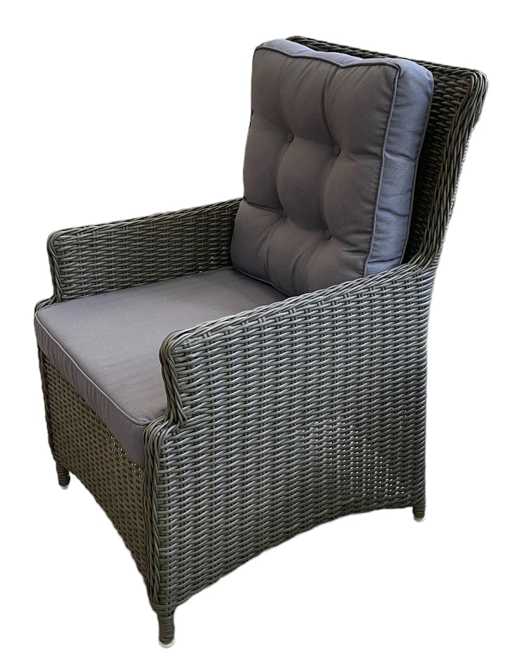 Eleganza Lounge Chair Grey Wicker for Patio Balcony Side View