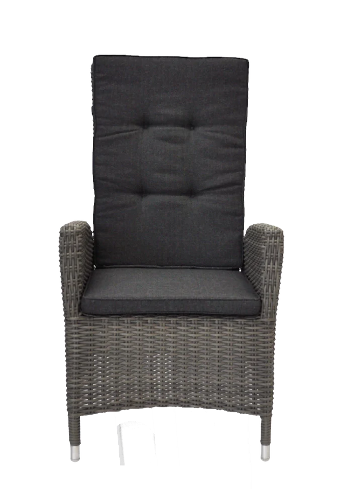 Cleveland 5 Piece Outdoor Wicker Recliner Chair Rectangle Dining Set in Grey Colour for Patios