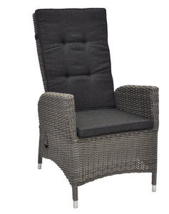 Cleveland 5 Piece Outdoor Wicker Recliner Chair Rectangle Dining Set in Grey Colour for Patios