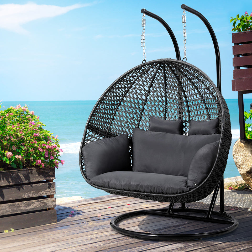 Cocoon Deluxe Double Hanging Egg Chair in Slate Grey