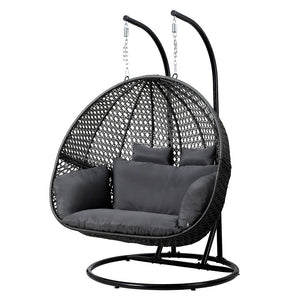 Cocoon Deluxe Double Hanging Egg Chair in Slate Grey