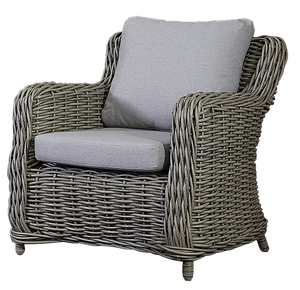 Hayman Lounge Chair in Grey Rattan Wicker for Patio Backyard Balcony Front View