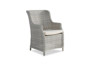 Airlee Outdoor Dining Rattan Wicker Chair in White Grey Front Angle