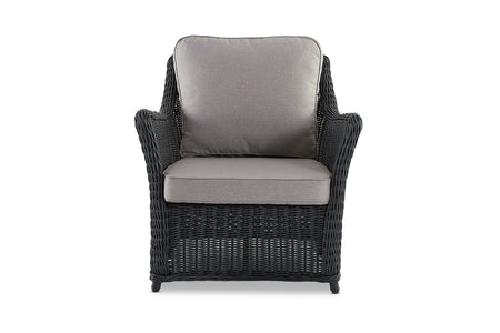 Avalon Cane Rattan Arm Chair For Outdoors in Black  Side View