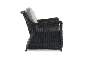 Avalon Cane Rattan Arm Chair For Outdoors in Black  Side View