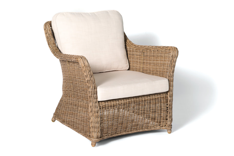 Avalon Cane Rattan Arm Chair For Outdoors in Natural Front View