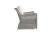 Avalon Cane Rattan Arm Chair For Outdoors in White Grey Side View