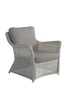 Avalon Cane Rattan Arm Chair For Outdoors in White Grey Front View Angle