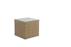 Brighton Square Side Table Outdoor Furniture Patio Wicker and Rattan with Glasstop in natural Side View