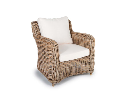 Hayman Lounge Chair in Grey Rattan Wicker for Patio Backyard Balcony Up Close Arm Rests