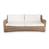 Hayman 2.5 Seater Outdoor Lounge In Natural Cane Fiber with White Cushions for Patio Front View