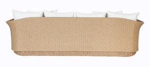 Catalina 3 Seater Outdoor Lounge in rattan cane natural colour with white cushionsback view