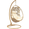 Havana Hanging Egg Chair in Natural Wicker Colour with Patterns on Pod with Frame for balcony Front View