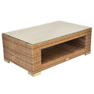 Beaumaris Rattan Wicker Coffee Table in Natural and Brown Color Front View