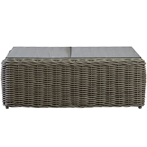 Hayman Coffee Table Rattan Grey with GlassTop Tempered