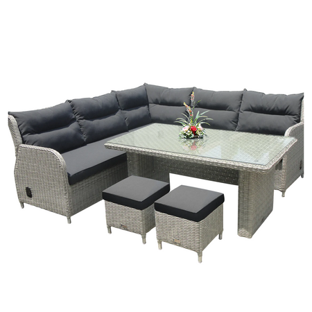 Serenita 7 Seater Outdoor Wicker Recliner Lounge Dining Set