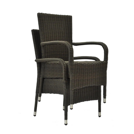 Harmony Stacking Dining Chair (x2) In Dark Brown WIcker