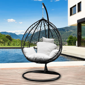 Aero Hanging Egg Chair in Black and Cream