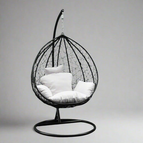 Aero Hanging Egg Chair in Black and Cream