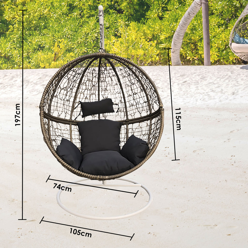 Eclipse Hanging Egg Chair in Oatmeal and Grey