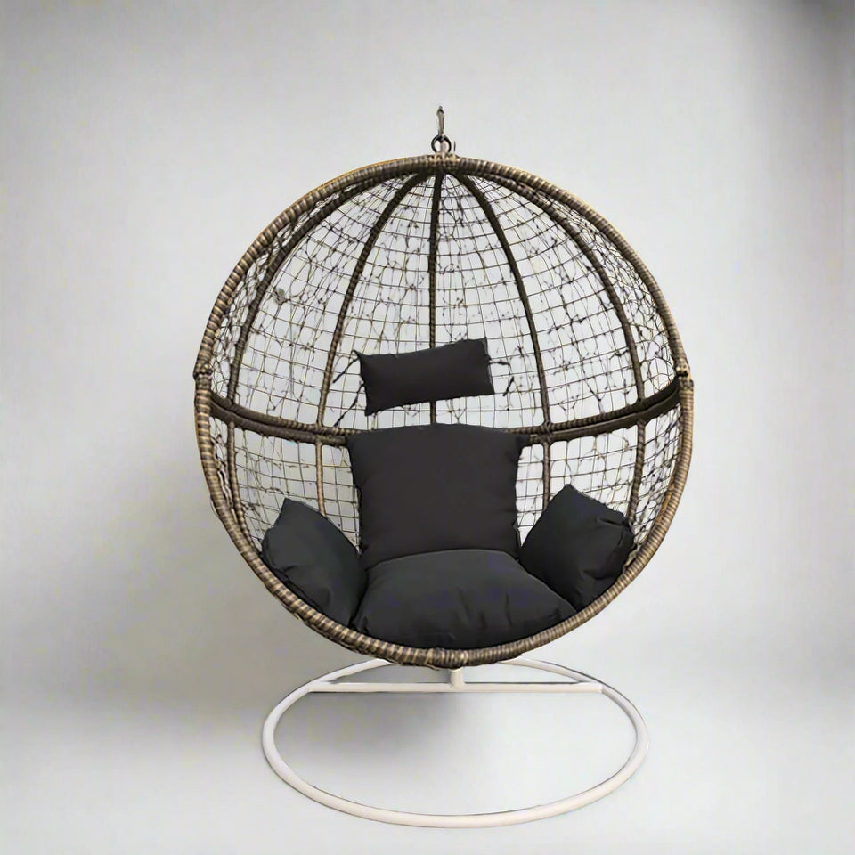 Eclipse Hanging Egg Chair in Oatmeal and Grey