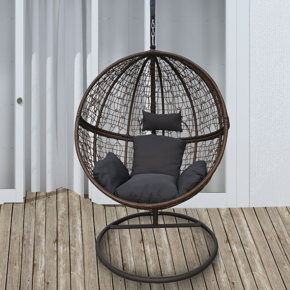 Eclipse Hanging Egg Chair in Brown and Grey