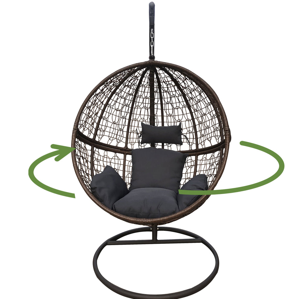 Eclipse Hanging Egg Chair in Brown and Grey