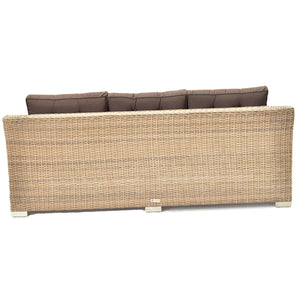 Beaumaris Rattan Wicker Outdoor Lounge Three Seater in Natural and Brown Color