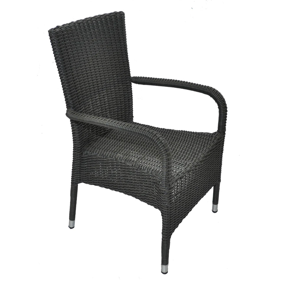 Harmony Stacking Dining Chair (x2) In Dark Brown WIcker Side View