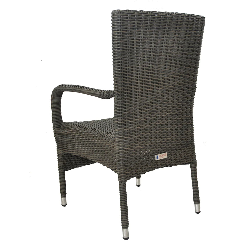 Harmony Stacking Dining Chair (x2) In Dark Brown WIcker Back View