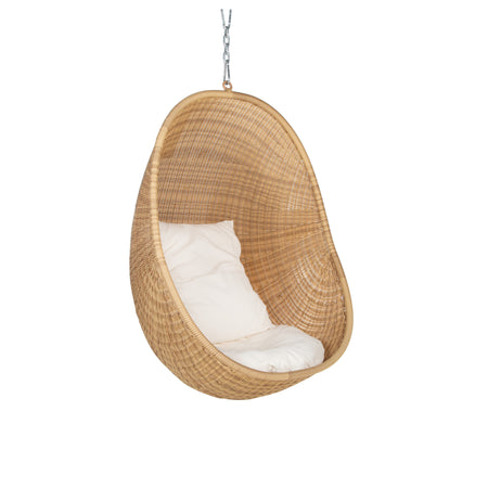 Cuba Hanging Egg Chair in Natural Colour Rattan material Side View