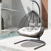 Hamptons Double Hanging Egg Chair in Grey Colour with Aluminium Frame for Patio and Balcony Furniture Pool side Front View